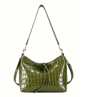 Sacs pour femmes, sac fourre-tout brodé pour femmes, sac hobo haut de gamme à motif crocodile, sac à bandoulière en cuir véritable et tissu denim avec garniture perlée