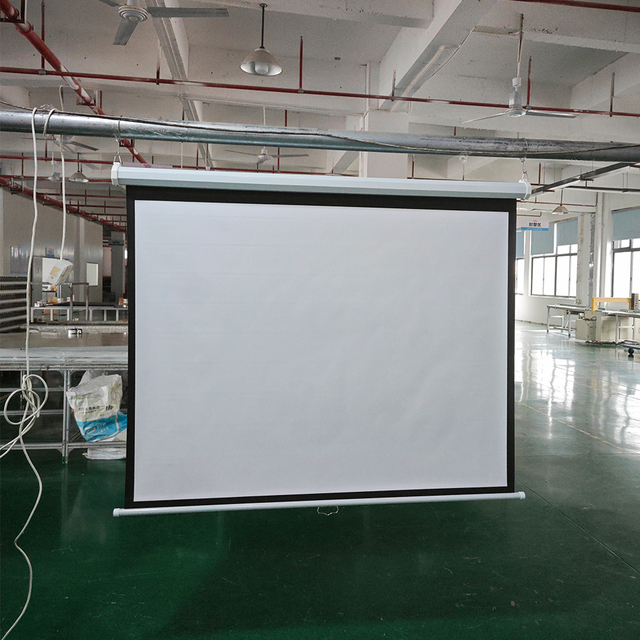 100'' High Quality Foldable Portable PVC Indoor Manual Self Lock Projector Screen for Home Cinema 16:9 Wholesale OEM
