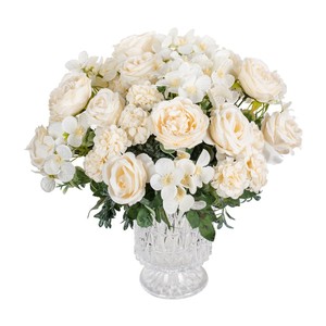Buquê de Hortênsias e Rosas de 7 Hastes para Casamento, Simulação de Flores Artificiais, Decoração Simples para Sala de Estar, Mesa de Jantar e Casa - Product Image 5