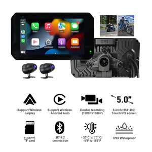 Açık 5 inç tam dokunmatik motosiklet Gps navigasyon Apple Carplay çift Lens Dvr kamera - Product Image 2
