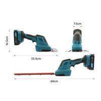 Taille-haie électrique portable 21V au lithium 2-en-1 sans fil, mini cisaille à gazon pour jardin