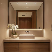 Miroir LED flottant minimaliste sur mesure en céramique, fin, à poser sur comptoir, pour salle de bain en bois, idéal pour les projets de centres médicaux