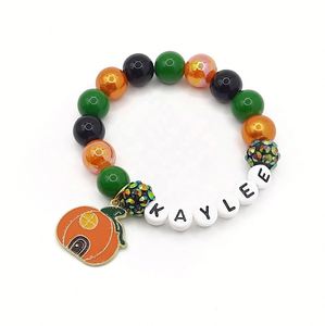 Pulsera Elástica Personalizada con Nombre, Apilable, Chapada en Oro, con Cuentas de Cuarzo para Niños - Product Image 6