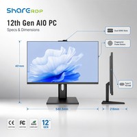 Ordinateur tout-en-un Sharerdp personnalisé 23,8 27 21,5 pouces H610 sans processeur, Wifi, Smart Monoblock PC, ordinateurs de bureau pour le bureau et les entreprises