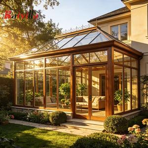 Véranda de style européen, résistante aux ouragans, en alliage d'aluminium et verre trempé, avec portes coulissantes, <span class=keywords><strong>terrasse</strong></span> de jardin d'hiver canadienne - Product Image 5