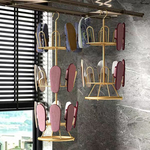Rotating Shoe Rack Wrought Iron Floor Standing Drying Rack With Clip Mobile Design For Shoes And Slippers - Product Image 4