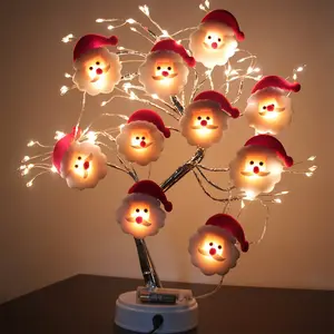6 ft blanc arbre de noël lumières Suppliers-Santa Claus Bonhomme De Neige Forme 9.5 FT 20 LED Plug-in Fée Guirlande LED Arbre De Noël Lumières De Noël Lumières Décoratives