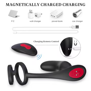 Best Verkopende 3 In 1 Man Mannelijke Siliconen Penis Ring Vertraging Tijd Afstandsbediening Vibrerende Haan Ring Elektronische Prostaat Massager - Product Image 5