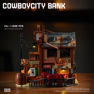 XJD JD110 2025 NUEVO MOC Western Cowboy City <span class=keywords><strong>Bank</strong></span> Street View Carriage Assembly Bricks Juguetes Regalo para Niños 1299 piezas Set de Bloques de Construcción - Product Image 3