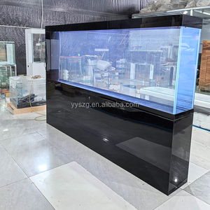 <span class=keywords><strong>Aquarium</strong></span> sur mesure sans cadre, grand format, avec meuble noir brillant, structure de filtration complète à débordement pour poissons marins - Product Image 4