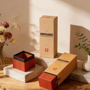 Caja de Regalo de Madera Premium <span class=keywords><strong>Knockando</strong></span> - Hebilla de Cuero con Textura de Madera, Empaque de Whisky Impreso Personalizado para Regalos de Alcohol de Lujo - Product Image 3