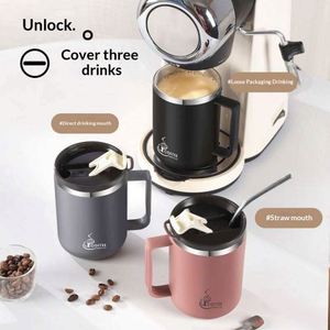 Stainless Steel Heat Insulated Mug Lid Shatterproof Unbreakable Coffee Tea Milk Water Reusable Drinkware Student Dorm Office - Product Image 4