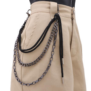 Cadena para Pantalones, Cuerda Negra con Cadena de Metal, Estilo Hip Hop, Cadena para la Cintura para Jeans, Accesorio de Moda - Product Image 1