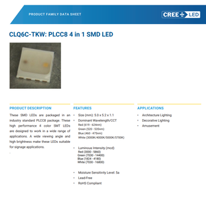 LEDs CREE CLQ6C-TKW-S1L1R1H1RBB7935AA3 Multicolor 4 en 1 RGBW Rojo Verde Azul Blanco SMD 5050 Chip LEC - Product Image 2