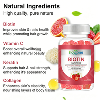 Gummies OEM personnalisées à faible teneur en sucre, naturelles, à la biotine, au collagène, à la kératine et à la vitamine C pour la force des cheveux, l'élasticité de la peau et la santé des ongles