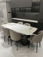 Table à manger moderne en pierre frittée assemblée anti-rayures pour appartement et villa