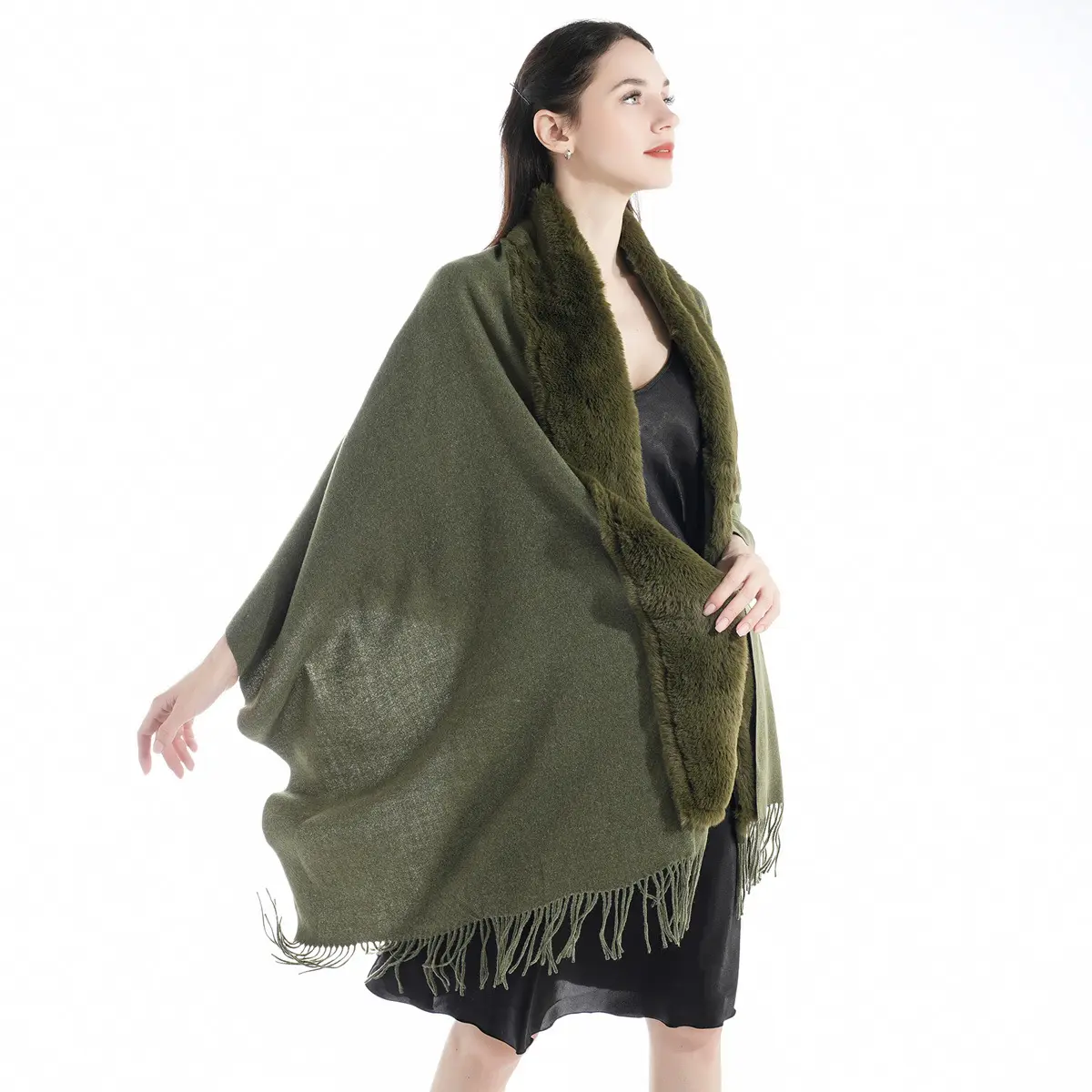 Winter New Scarf Warmer Damen Faux Cashmere Warm Blanket Schal Dual-Use Pelz hals schal