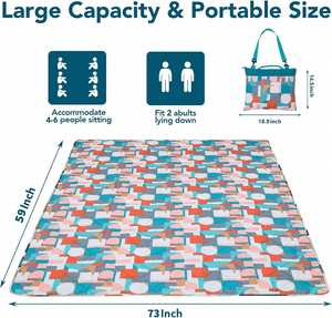 2024 New Shoulder Strap Storage Bag Camping Blanket Accessories <b>Foldable</b> Printed Picnic Beach Mat - Product Image 2
