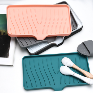 Nhà Máy Nóng Bán Silicone Miếng Bọt Biển Chủ Cống Bồn Rửa Tổ Chức Khô Giá Silicone Xà Phòng Nhà Bếp Khay Với Cống Vòi - Product Image 4