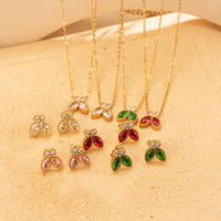 Ensemble de bijoux en zircon en acier inoxydable 304 Resoul pour femmes, boucles d'oreilles et pendentif papillon plaqués or, bijoux à porter au quotidien