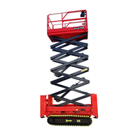 Plataforma Elevadora de Tijera Todoterreno CHANGDING GTJZ12 con Plataforma Antideslizante de Acero con Alto Contenido de Manganeso, Altura de Trabajo de 13.80m y Capacidad de Elevación de 113kg