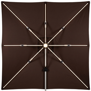 Parasol de terrasse solaire à LED avec manivelle inclinable, structure en aluminium, protection UPF50+, imperméable, pour jardin, restaurant, personnalisable - Product Image 4