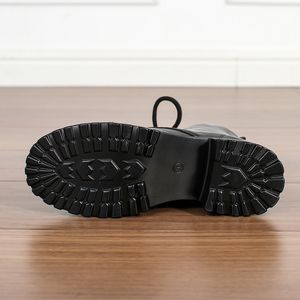 סיטונאי נשים במידות גדולות חדש סִגְנוֹן רוכסן צדדי עקב עבה 5-8cm PU עליון נוחים קצרים נוחים מגפי קרסול קצרים מגפיים חשופים עם שרוכים - Product Image 6