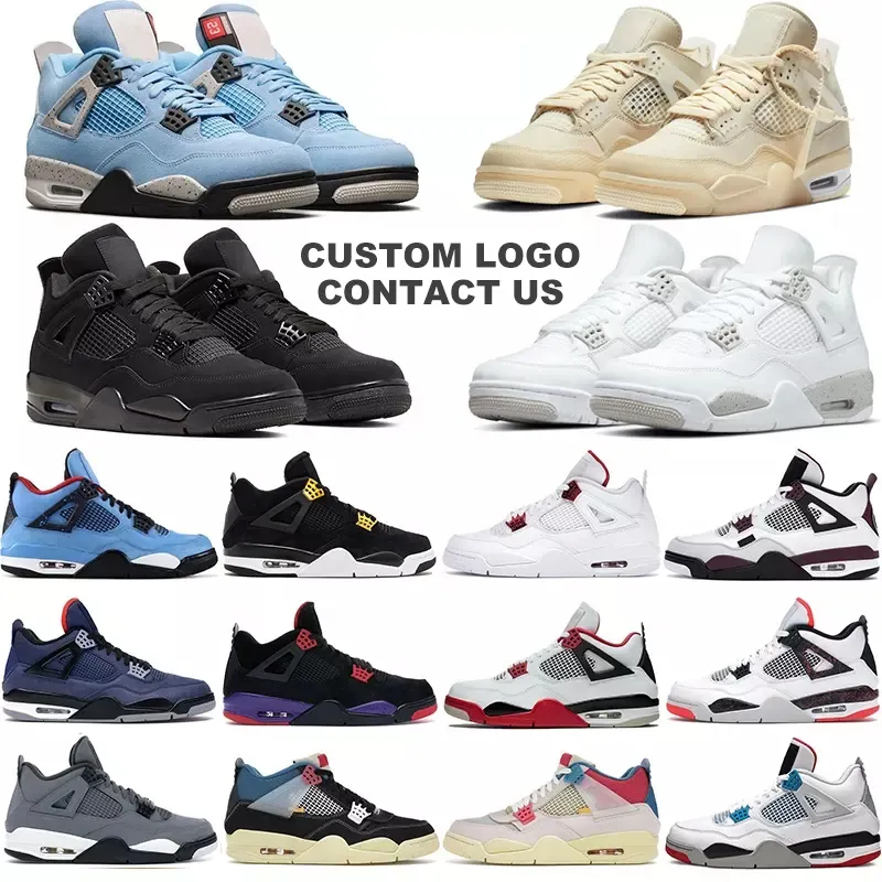 2023 Custom Low Cut Retro 4S Logo Brand Genuine Leather Manufacturer Women Men Private Label Sport Basketball Shoes Sneakers