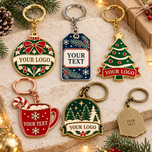 Llaveros Metálicos Personalizados con Esmalte Duro para Navidad, con Logotipo y Texto, para Regalos y Eventos Navideños, OEM ODM - Product Image 1