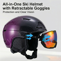 Casque de ski Platinum avec visière rétractable Revo, certifié CE EN1077, en ABS et EPS, pour le ski alpin et le snowboard
