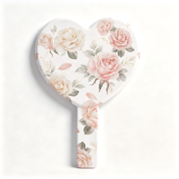 Cermin Rias Genggam Bentuk Hati Valentine Cetak UV Pola Kustom Cermin Kosmetik Portabel Cermin Dekoratif Hadiah Kecantikan Rumah