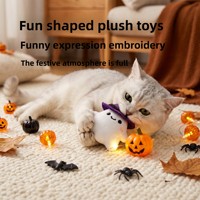 Jouet interactif pour chat en peluche douce fait main, thème Halloween (chauve-souris, fantôme, citrouille) pour l'auto-entretenement