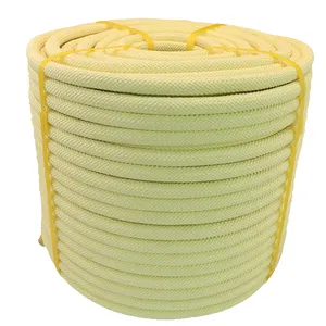 Customizable 10mm Fireproof Aramid Braided Rope 6mm 12mm Specifications For Coal Mine Traction Made Fireproof Technora Fiber