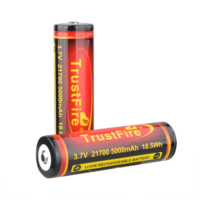 Deep Cycle 21700 Battery High Discharge 100% Original TrustFire 3.7V 5000mAh Rechargeable Lithium Ion Cells for LED Light