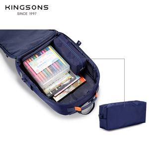 Kingsons <b>Student</b> <b>Backpack</b> 15 Inches Large Capacity School Bag For Boys And Girls Unisex Dark Blue - Product Image 2