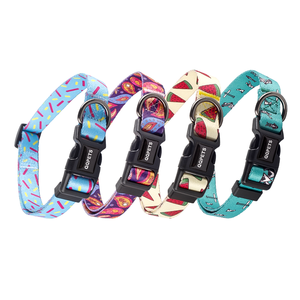 2025 맞춤형 애완견 목줄 새로운 귀여운 화려한 승화 인쇄 로고 디자인 탈착식 나일론 소재 개인화된 패턴 - Product Image 4