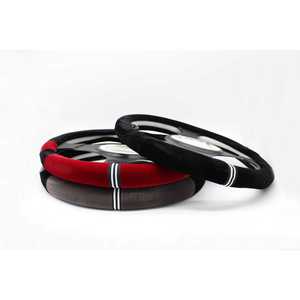 Funda de Volante de Terciopelo Negra, Roja y Gris, Universal, Accesorio para Auto - Product Image 1