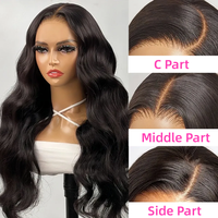 Perruque Frontale 4x4 en Dentelle Transparente, Densité 200%, pour Femme, Brésilienne Remy 70% Cheveux Humains, Onde Corporelle, Sans Colle, avec Fermeture en Dentelle