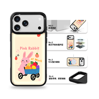 Coque de téléphone AG Feeling Black Edge avec motif lapin rose doré pour iPhone 17, 17 Pro Max, 16 Pro, 15 – Coque magnétique