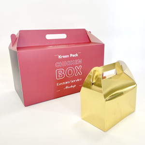 Contenedor de comida rápida de papel con logotipo impreso personalizado, embalaje coreano, <span class=keywords><strong>pollo</strong></span> fritado, con mango, venta al por mayor - Product Image 3
