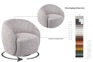 कार्लफोर्ड 360 स्विवेल एक्सेंट चेयर सॉफ्ट कॉफी टेबल सजावट कपड़े आराम कमरे के लिए घर या होटल के लिए होटल - Product Image 3