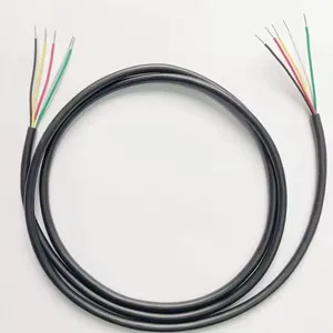 5core rvv 5*0.2mm 0.3mm 0.5mm 0.75mm 1.0mm 1.5mm 2.5mm kabel jaket PVC hitam untuk peralatan