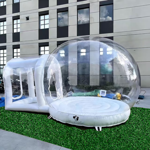 Maison à bulles gonflable blanche, modèle transparent avec souffleur d'air, trampoline, ballons 3x5M - Product Image 1