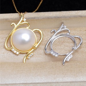 Pendentifs en forme de cœur en perle Mabei, 14,5-14,7 mm, plaqués or 18 carats, argent S925, bijoux pour la fabrication de colliers DIY - Product Image 1