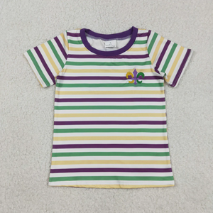 Camisas de Mardi Gras en Existencia, <span class=keywords><strong>Camisa</strong></span> <span class=keywords><strong>Polo</strong></span> de Manga Corta con Botones y Rayas de <span class=keywords><strong>Cocodrilo</strong></span> para Niños - Product Image 2