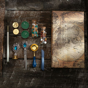 Vintage Gift Box Custom Logo <b>Wax</b> Stamp <b>Seal</b> Kit Wooden Handle Brass Fire Lacquer <b>Seal</b> - Product Image 3