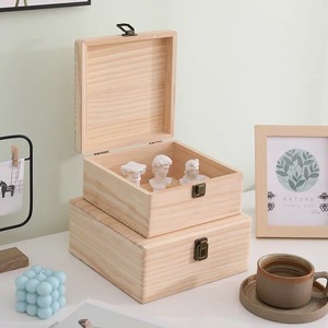 <b>Pine</b> Wood Jewelry <b>Box</b> Rectangle 22.5X22.5X10Cm Handmade Storage <b>Box</b> For Gift Packaging - Product Image 3