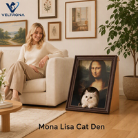 Mona Lisa Art Griffoir pour chat en carton ondulé avec cadre 3D, mobilier d'intérieur et cachette, vente en gros
