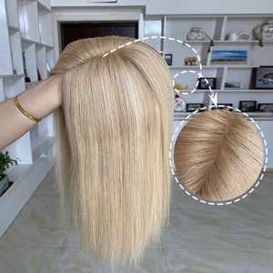Topper en cheveux humains 100% vierges russes, topper en cheveux humains en soie avec clips, topper en cheveux humains en soie de haute qualité pour les femmes souffrant d'alopécie - Product Image 1