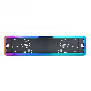 Cadre de plaque d'immatriculation, fabrication directe usine, norme européenne, support de plaque d'immatriculation en acier inoxydable bleu arc-en-ciel. - Product Image 4